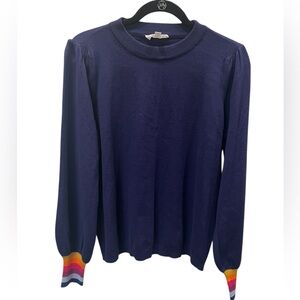 THML Navy Long Sleeve Sweater with striped cuffs size S